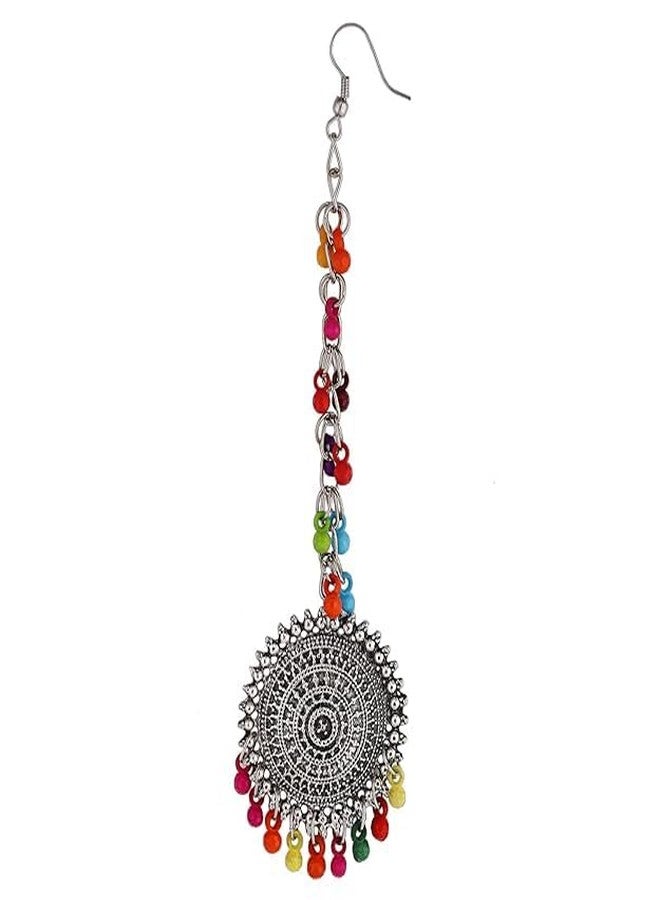 JD'Z COLLECTION Jhumki Traditional Fashion Jewelry Earrings Wedding Wear Jhumka, Indian Bollywood Stylish Oxidized Mangtika Tribal Earring Set For Women (Design-3) - Image 4